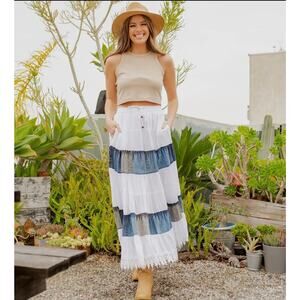 SK23105 Long Tiered Western Skirt